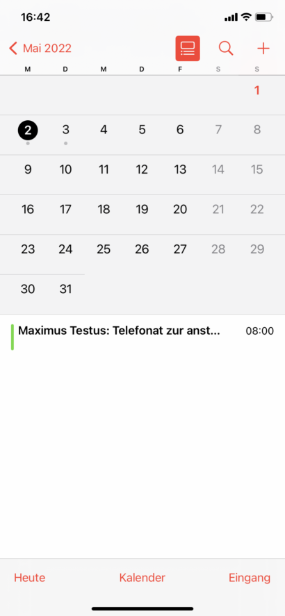 Kalender mit einem geplanten Termin.