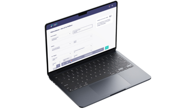 Laptop mit Comparit Formular Seite